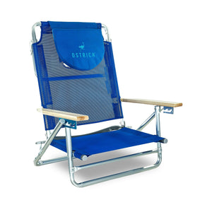Ostrich South Beach Chair, Portable Outdoor Camping Pool Tanning Recliner, Blue - TRAPSKI