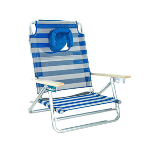 Ostrich South Beach Chair Portable Outdoor Camping Pool Tanning Recliner, Stripe