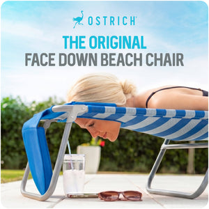 Ostrich South Beach Chair Portable Outdoor Camping Pool Tanning Recliner, Stripe