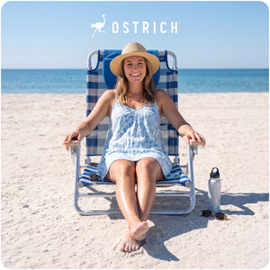 Ostrich South Beach Chair Portable Outdoor Camping Pool Tanning Recliner, Stripe