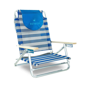 Ostrich South Beach Chair Portable Outdoor Camping Pool Tanning Recliner, Stripe