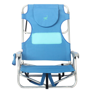 Ostrich Ladies Comfort Backpacker, Outdoor Beach Pool Reclining Chair, Blue