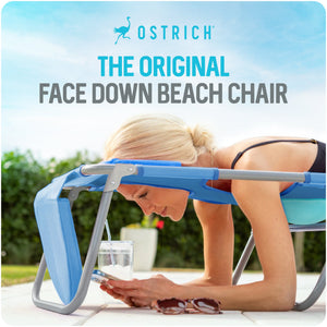 Ostrich Ladies Comfort Backpacker, Outdoor Beach Pool Reclining Chair, Blue