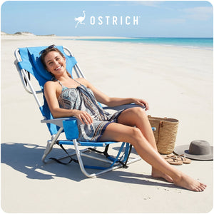 Ostrich Ladies Comfort Backpacker, Outdoor Beach Pool Reclining Chair, Blue