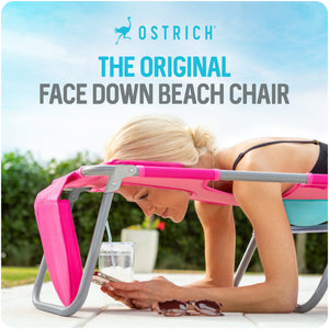 Ostrich Ladies Comfort Backpacker, Outdoor Beach Pool Reclining Chair, Pink