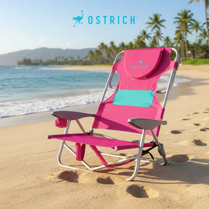 Ostrich Ladies Comfort Backpacker, Outdoor Beach Pool Reclining Chair, Pink