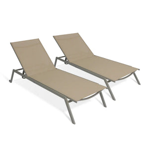 Ostrich Princeton Outdoor Chaise Lounge Pool Beach Patio Chair, Tan, 2 Pack