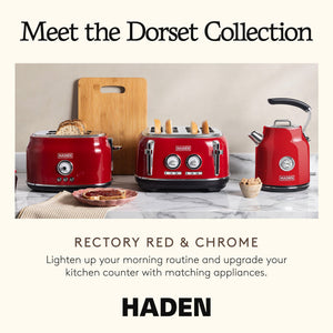 Haden Dorset 2 Slice Wide Slot Stainless Steel Toaster, Rectory Red - TRAPSKI