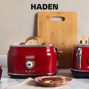 Haden Dorset 2 Slice Wide Slot Stainless Steel Toaster, Rectory Red - TRAPSKI