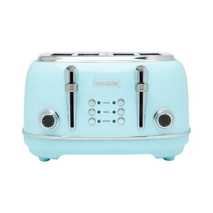Haden Heritage 4 Slice Wide Slot Stainless Steel Toaster, Turquoise & Chrome