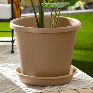 The HC Companies 21 Inch Planter Saucer for Classic Pots, Sandstone, 6 Pack
