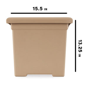 HC Companies 13.25"Dx15.5"W Outdoor Square Accent Planter, Sandstone Tan (2 Pk)
