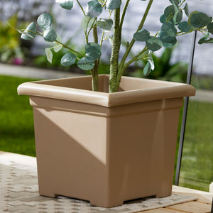 HC Companies 13.25"Dx15.5"W Outdoor Square Accent Planter, Sandstone Tan (2 Pk)