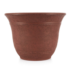 Listo SRA13001P05 13-Inch Round Outdoor Plastic Sierra Planter, Rustic Redstone