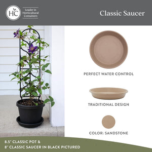 HC Companies Classic Plastic 10 Inch Round Flower Pot Plant Saucer, Sandstone - TRAPSKI