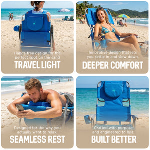 Ostrich The Heavy-Duty Backpacker Portable Reclining Beach Camping Chair, Blue