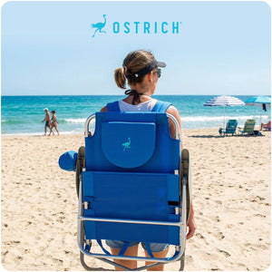 Ostrich The Heavy-Duty Backpacker Portable Reclining Beach Camping Chair, Blue