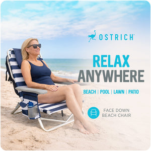 Ostrich The Lightweight Backpacker Portable Reclining Beach Camping Chair Stripe - TRAPSKI