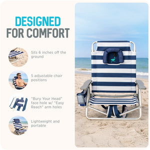 Ostrich The Lightweight Backpacker Portable Reclining Beach Camping Chair Stripe - TRAPSKI