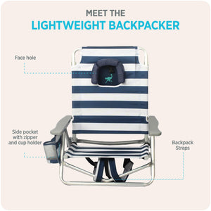 Ostrich The Lightweight Backpacker Portable Reclining Beach Camping Chair Stripe - TRAPSKI