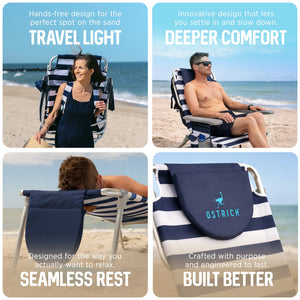 Ostrich The Lightweight Backpacker Portable Reclining Beach Camping Chair Stripe - TRAPSKI