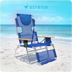 Ostrich The Altitude 3N1 High Back Outdoor Beach Lounge Chair w/Footrest, Blue