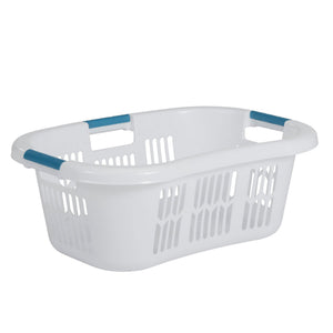 Rubbermaid Small Laundry Basket 2.1 Bushel Hip-Hugger Plastic Bin, White, 4 Pack