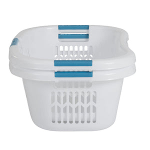 Rubbermaid Small Laundry Basket 2.1 Bushel Hip-Hugger Plastic Bin, White, 4 Pack
