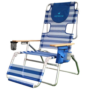 Ostrich The Altitude 3N1 High Back Outdoor Beach Lounge Chair w/Footrest, Stripe