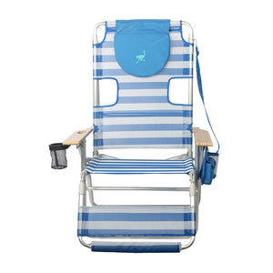 Ostrich The Altitude 3N1 High Back Outdoor Beach Lounge Chair w/Footrest, Stripe
