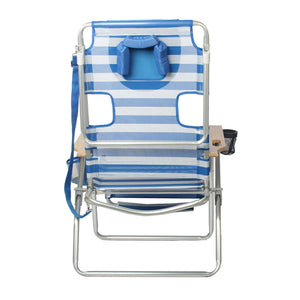 Ostrich The Altitude 3N1 High Back Outdoor Beach Lounge Chair w/Footrest, Stripe