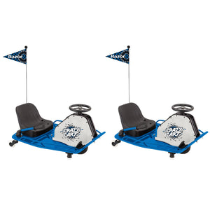 Razor High Torque Motorized Drifting Crazy Cart with Drift Bar, Blue (2 Pack) - TRAPSKI