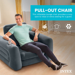 Intex Inflatable Pull Out Sofa Chair Sleeper w/ Twin Sized Air Mattress (3 Pack)