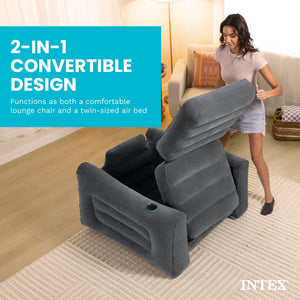 INTEX Inflatable Pull Out Sofa Chair Sleeper/Twin Sized Air Mattress (2 Pack)