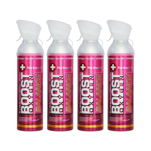 Boost Oxygen Natural Portable 10 Liter Pure Oxygen Canister, Grapefruit (4 Pack)