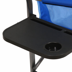 Kamp-Rite Portable Director's Camping Chair w/Table & Cup Holder, 2-Tone Blue