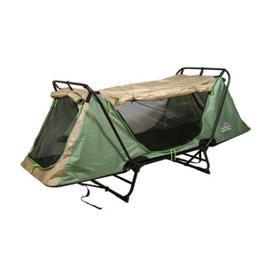 Kamp-Rite Original Quick Setup 1 Person Cot, Lounge Chair, and Tent, Green & Tan - TRAPSKI