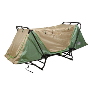 Kamp-Rite Original Quick Setup 1 Person Cot, Lounge Chair, and Tent, Green & Tan