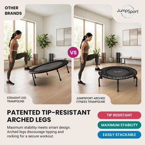 JumpSport 350f Indoor Lightweight 39-Inch Folding Fitness Trampoline, Black