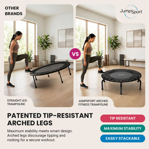 JumpSport 370 Home Gym 39" Heavy Duty Fitness Trampoline with 4-In-1 DVD, Black