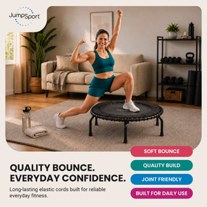 JumpSport 370 Home Gym 39" Heavy Duty Fitness Trampoline with 4-In-1 DVD, Black