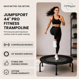JumpSport 570 PRO Indoor Durable Lightweight 44-Inch Fitness Trampoline, Black