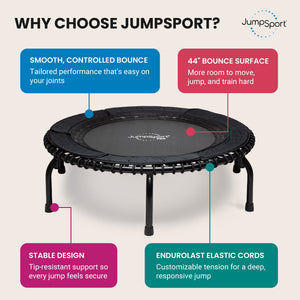 JumpSport 570 PRO Indoor Durable Lightweight 44-Inch Fitness Trampoline, Black