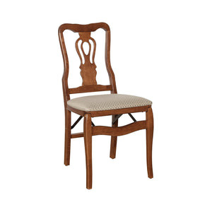 MECO Stakmore Chippendale Upholstered Seat Folding Chair Set, Cherry (2 Pack)