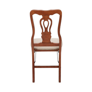 MECO Stakmore Chippendale Upholstered Seat Folding Chair Set, Cherry (2 Pack)