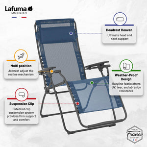 Lafuma LFM3118-8547 Futura Gravity Outdoor Lounge Recliner, Ocean Blue