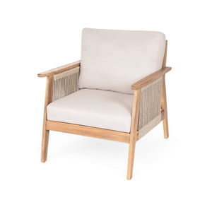 Outdoor 4pc Acacia Wood and Rope Sectional Patio Sofa Set