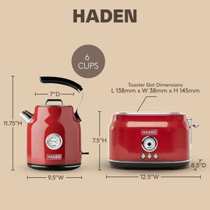 Haden Stainless Steel Retro Toaster & 1.7 Liter Stainless Steel Electric Kettle