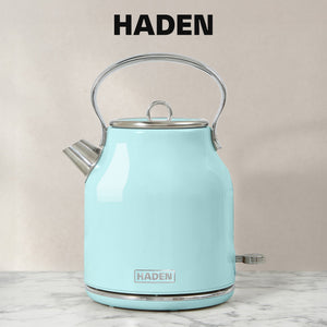 Haden Heritage 4 Slice Wide Slot Toaster & Electric Kettle, Turquoise & Chrome
