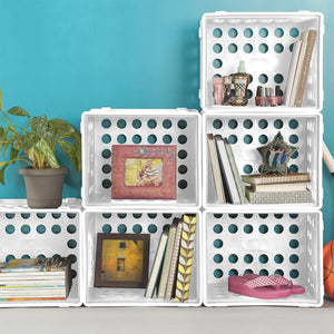 Sterilite Stackable File Storage Crate Organizers with Handles, White (6 Pack)